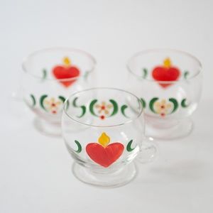 Set of 3 Painted Glass Demitasse Tea/Espresso Cups
